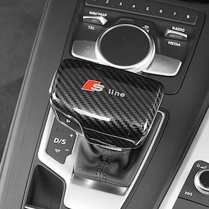 Audi S Line växelspaksknoppsskydd i kolfiber för Audi A4 A5 S4 S5 Q7 16/20-modeller Snygg interiöruppgradering Interiörtillbehör Klädsel