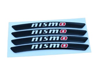 Pegatinas para llantas de Nissan Nismo, 4 unidades, metal negro, 9 cm, aspecto premium, acabado metálico, impermeables, 3D, autoadhesivas.
