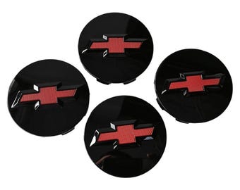 4x Gloss Chrome Chevy Wheel Center Caps - 83mm - For Silverado, Suburban, Tahoe