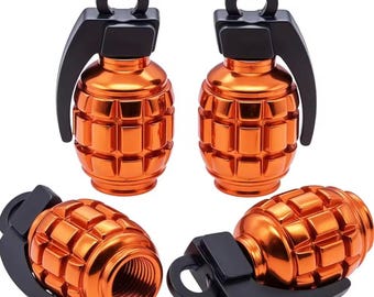 Tappi valvola aria universali 4 pezzi stile arancione tappi valvola stelo pneumatico in lega di alluminio per motociclette e biciclette, copri nippli ruota antipolvere nuovi