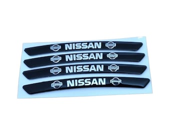 Pegatinas para llantas de Nissan, 4 unidades, metal negro, 9 cm, aspecto premium, acabado metálico, impermeables, 3D, autoadhesivas, universales.