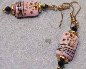 Crystal and Lampwork glass bead earrings - dangle earrings - drop earrings - gold filled earrings - gift for her - anniversary gift