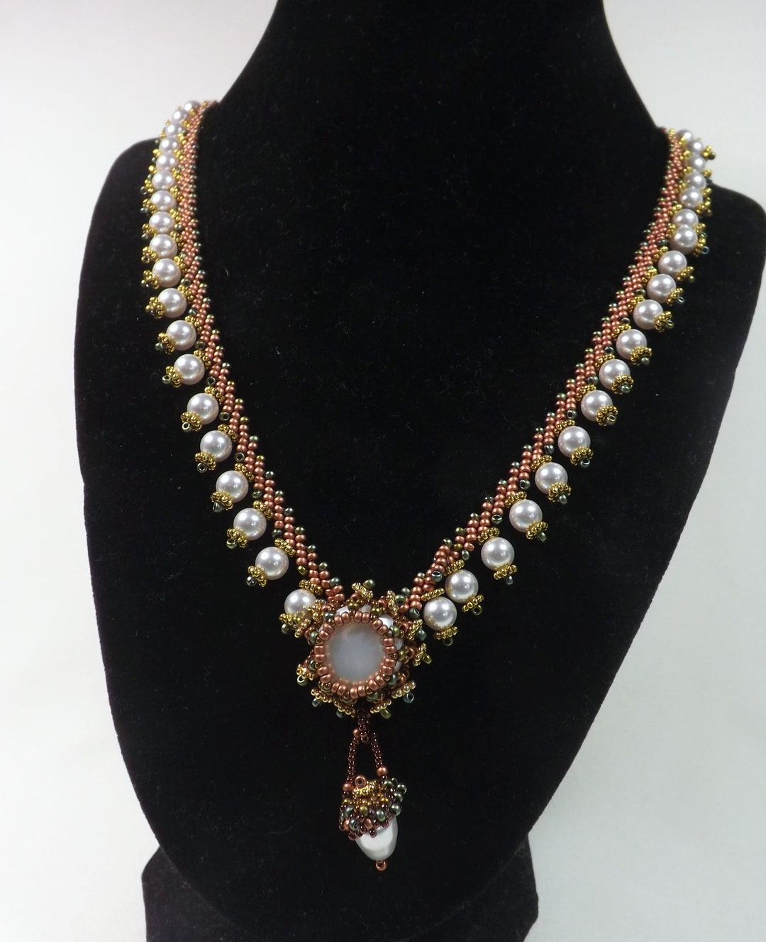 Hand Beaded Seed Bead and Pearls Necklace Seed Bead Jewelry - Etsy