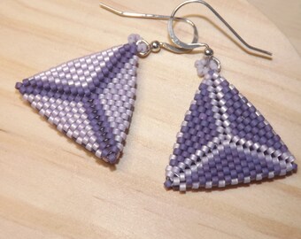 Beadwoven Triangle Shaped Peyote stitch Earrings, seed bead earrings, Hand Bead Woven Peyote Stitch Drop Earrings, Colorful beads earrings