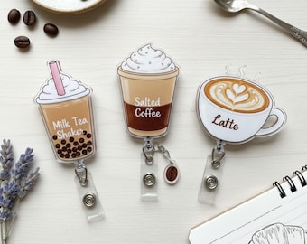 Coffee Badge Reel Acrylic - Coffee Lover Work Gift
