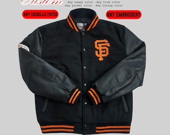 Chaqueta Letterman personalizada estilo San Francisco Giants: chaqueta de béisbol de lana y cuero