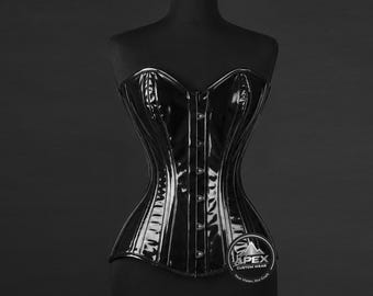 Corset Fullbust PVC - Baskets en acier avec lacets et baleines, haut bustier gothique steampunk