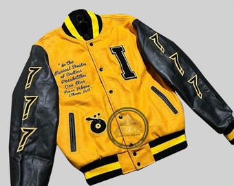 Veste universitaire personnalisée | Laine Melton et cuir Letterman