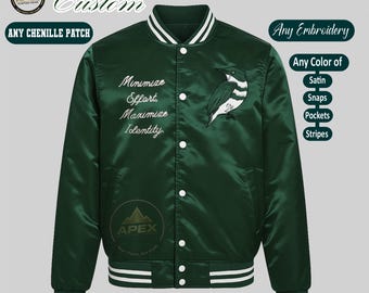 Blouson aviateur personnalisé en satin : style Letterman personnalisé, blouson de baseball pour groupe scolaire