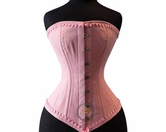 Corsé bajo el busto de sarga de algodón – Faja reductora con varillas de acero, estilo steampunk.