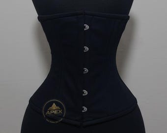 Corset sous la poitrine en sergé de coton - Serre-taille avec baleines en acier, mode steampunk