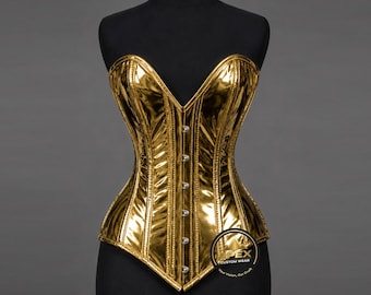Corset chérie en PVC avec baleines en acier pour femmes – Haut bustier avec serre-taille gothique steampunk