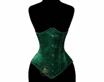 Satin Underbust Corset – Steel Boned Waist Cincher, Steampunk Fashion, Gothic Shaper Steel Boned Corset