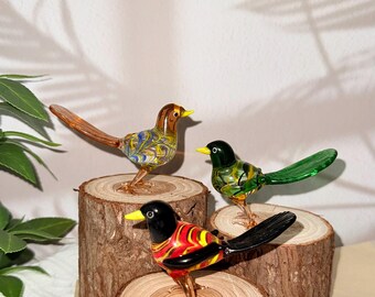 Handgemaakt glazen vogelbeeldje, op de natuur geïnspireerd woondecor
