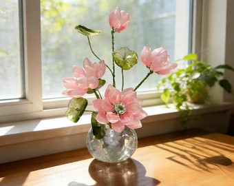 Crystal Lotus Flower Figurine, Romantic Glass Floral Decor, Valentine’s Day Gift, Mother’s Day Gift, Elegant Home Accent