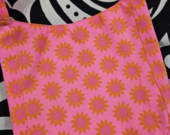 Vintage Fabric Shoulder Bag: Pink & Orange Mod Flowers