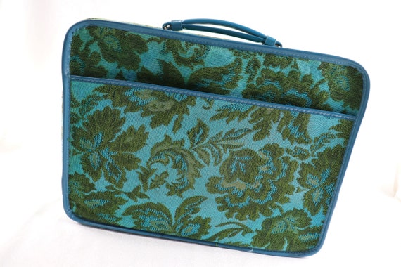 Turquoise and green suitcase/vintage tapestry suit
