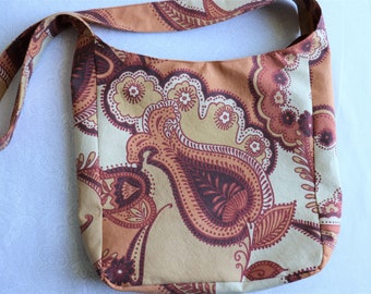 Handmade Bohemian Paisley Shoulder Bag: Vintage Fabric Hobo Bag