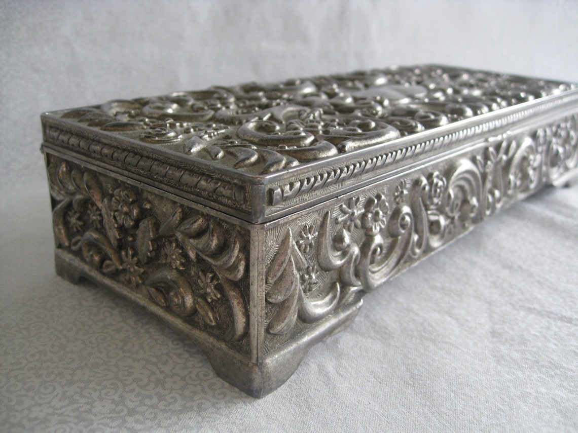 Silver jewelry box/vintage Godinger Silver 1992 /vintage Etsy