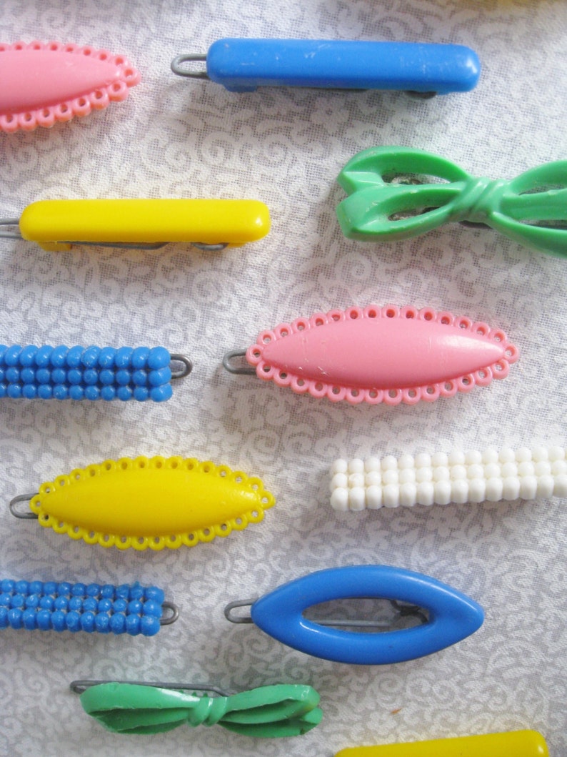 Set of 70's vintage barrettes/plastic barrettes/childrens Etsy