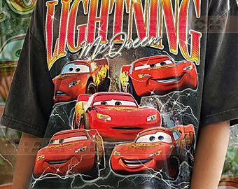 Lightning Mcqueen Shirt, 90er Jahre Vintage Retro Bootleg Racing Star T-Shirt, Nummer 95 Grafik Tee, Piston Cup Champion Fan Bekleidung #saf