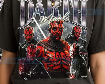 Darth Maul T-shirt, vintage Sith Lord Villain St4r W4rs sci-fi T-shirt met karakter, jaren 90 retro throwback, Darth Maul-sweater #saf