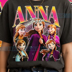 Anna Fr0zen T-Shirt, Vintage Fr0zen Prinzessin Animierte Heldin Familie Filmstar Tee, 90er Jahre Retro Throwback, Anna Pullover #saf Bild 1