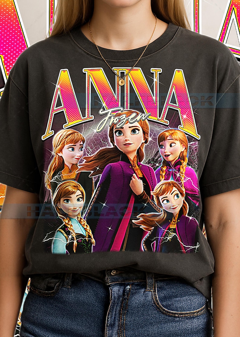 Anna Fr0zen T-Shirt, Vintage Fr0zen Prinzessin Animierte Heldin Familie Filmstar Tee, 90er Jahre Retro Throwback, Anna Pullover #saf Bild 1