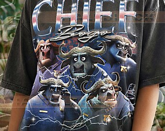 Chief Bogo Zootropolis-skjorta, Chief Bogo 90-tals vintage-retro bootleg-skjorta, Captain Buffalo-tröja med grafisk design, Animal City-polisens fangåva #saf
