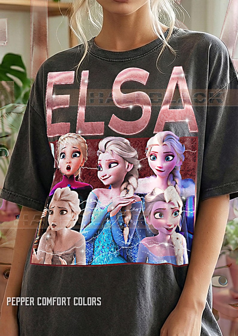 Elsa Fr0zen Comfort Colors® Tshirt, Vintage 90s Graphic Retro Princess Faded Tee, Y2K Streetwear Character Gift #Saf image 1