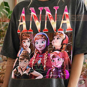 Anna Fr0zen Comfort Colors® Tshirt, Vintage 90s Graphic Retro Princess Faded Tee, Y2K Streetwear Character Gift #Saf image 1