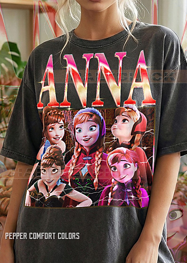Anna Fr0zen Comfort Colors® Tshirt, Vintage 90s Graphic Retro Princess Faded Tee, Y2K Streetwear Character Gift #Saf image 1