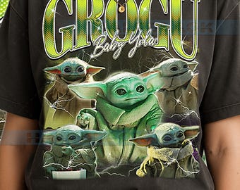 Camiseta Gr0gu (Baby Y0da), camiseta vintage de ciencia ficción con personaje alienígena Foundling St4r W4rs, estilo retro de los 90, suéter Gr0gu (Baby Y0da) #saf