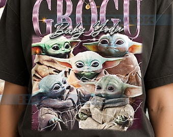 Camiseta Gr0gu (Baby Y0da), camiseta vintage de extraterrestre pequeño con personaje de ciencia ficción Foundling St4r W4rs, estilo retro de los 90, suéter Gr0gu (Baby Y0da) #saf