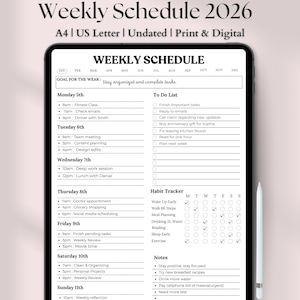 2026 Weekly Planner Undated, Onenote Template, Printable To Do List, Notepad, Minimalist Weekly Overview, Goodnotes Planner Busy Mom Planner