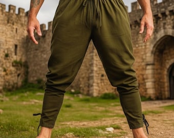 Men's Viking Pants – Medieval Costume Trousers, Renaissance Faire Outfit, Norse LARP Pants, Cosplay Festival Clothing
