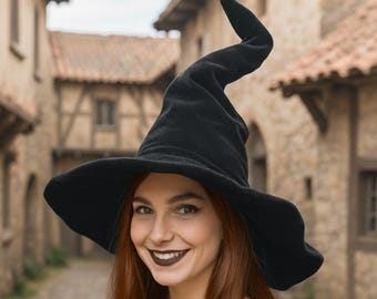 Modern Witch Hat for Ren Faire, Twisted Halloween Hat for Women, Medieval Witch Accessories for Renaissance Festival, Cosplay Witchy Vibes
