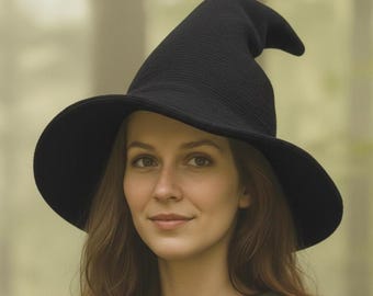中世の魔女帽子 - ルネッサンス風のハロウィーンアクセサリー。中世のパーティーやルネッサンスフェアに最適です。
