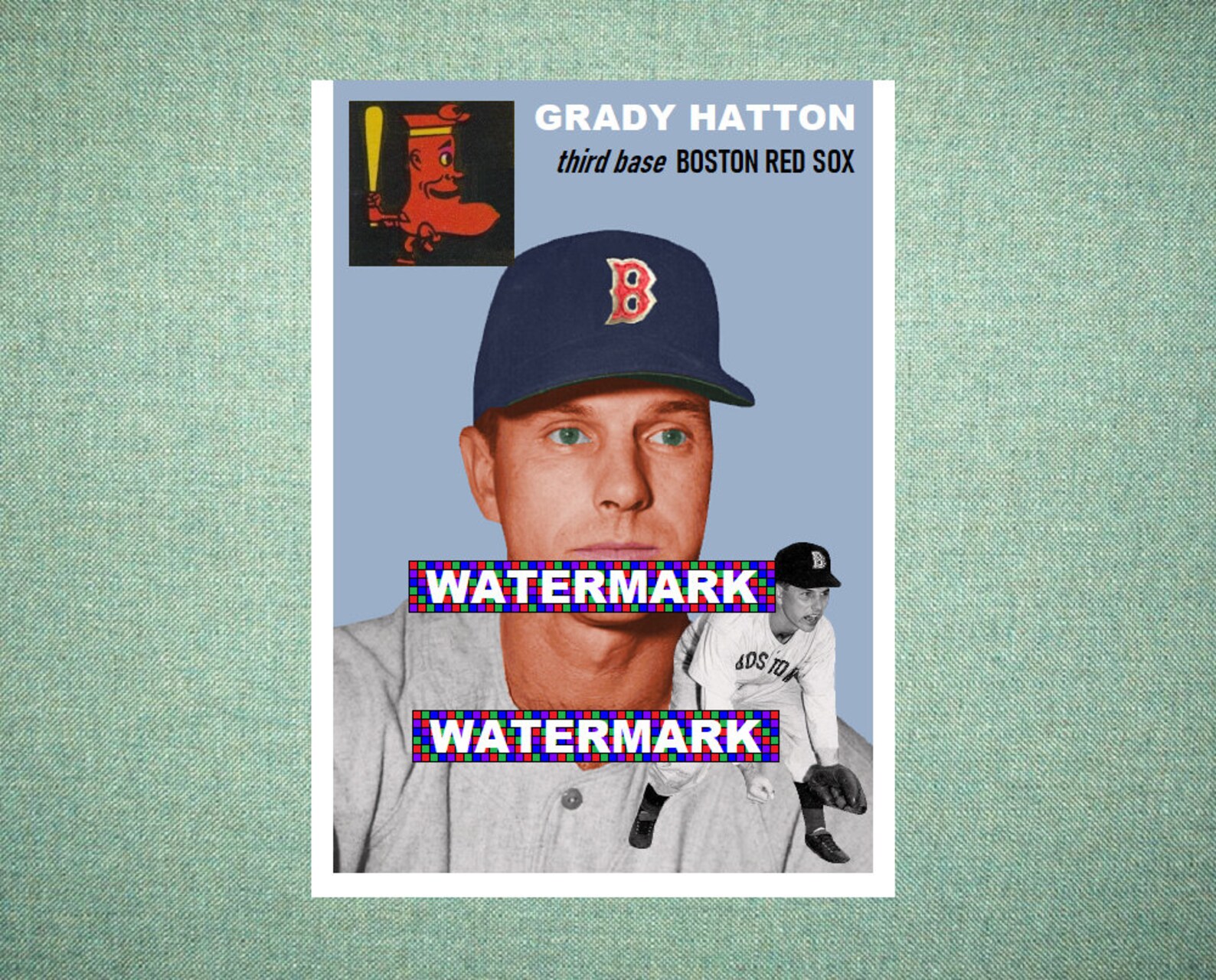 Grady Hatton Boston Red Sox Custom Baseball Card 1954 Style Etsy