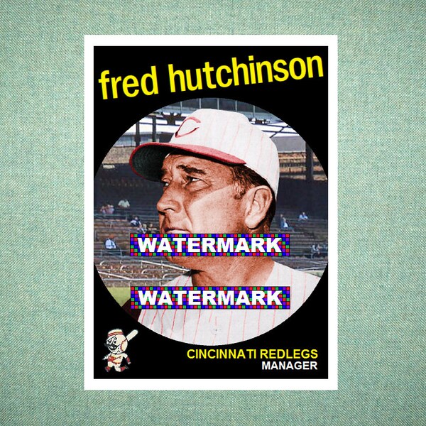 Fred Hutchinson Cincinnati Redlegs Custom Baseball Card 1959 Style "Card That Could Have Been" by MaxCards Mint Condition 2021