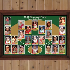1961 CINCINNATI REDS Poster Decor Gift Wall Art 1961 World Series Team 17 x 11 Baseball Card Xmas Birthday Fan Gift Man Cave Decor