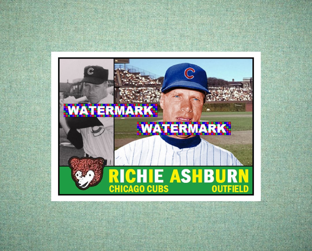 Richie Ashburn Chicago Cubs Custom Baseball Card 1960 Style 