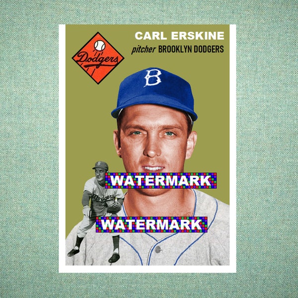 Carl Erskine Card Etsy
