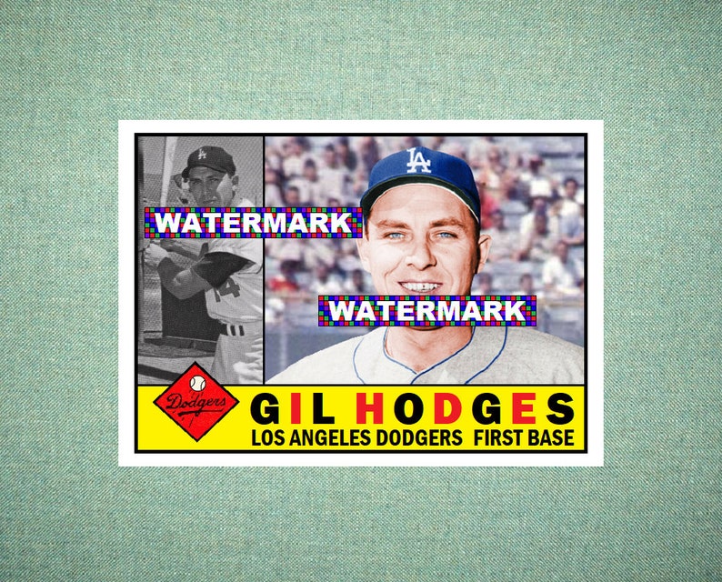 Gil Hodges Los Angeles Dodgers Custom Baseball Card 1960 Style Etsy