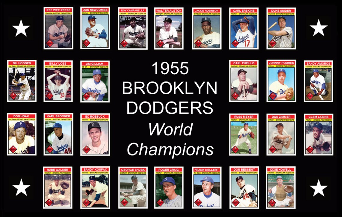 1955 BROOKLYN DODGERS Poster Decor Gift Wall Art 1955 World Series Team