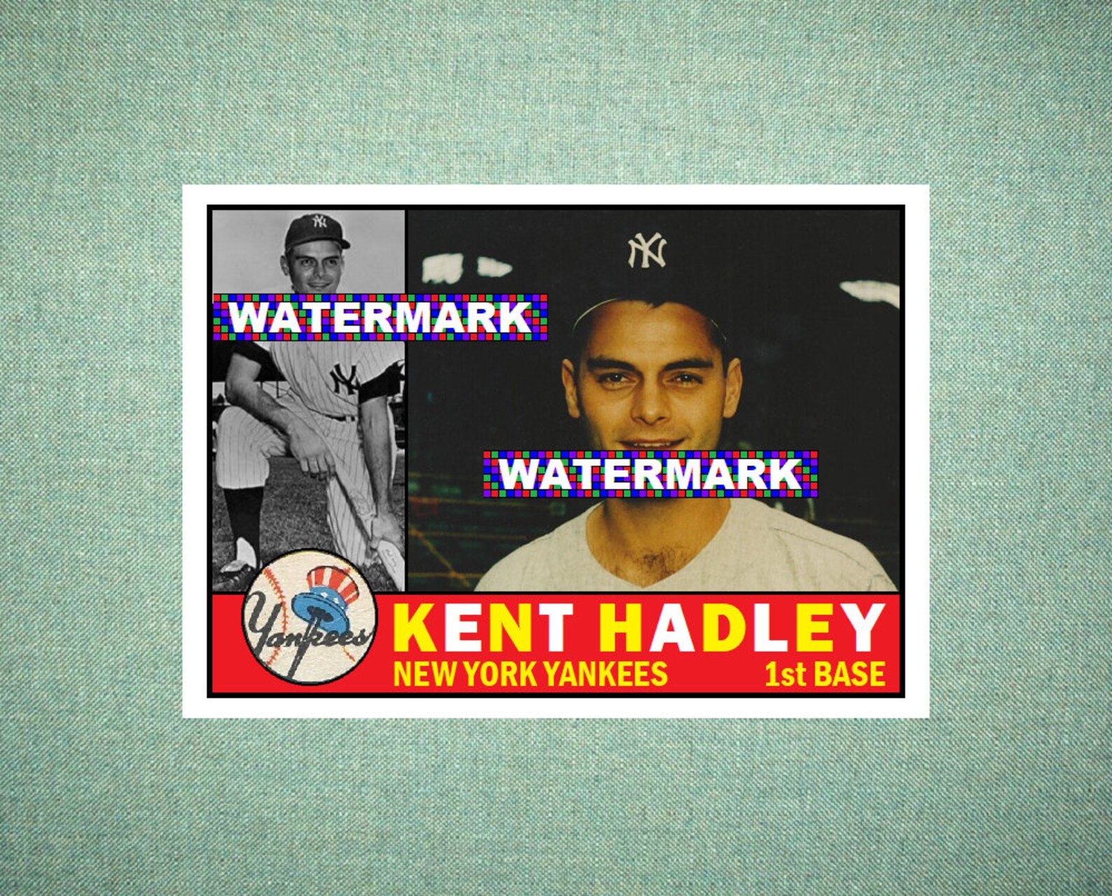 Kent Hadley New York Yankees Custom Baseball Card 1960 Style Etsy