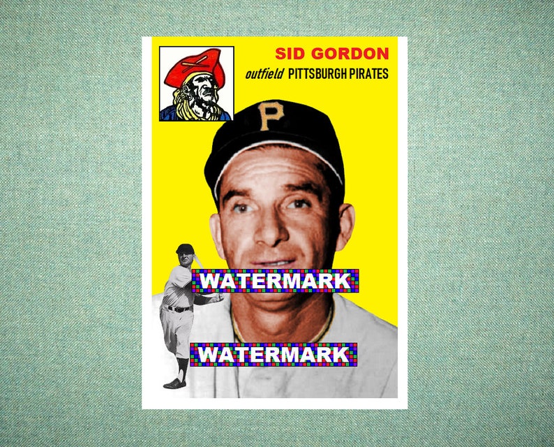 Sid Gordon Pittsburgh Pirates Custom Baseball Card 1954 Style Etsy