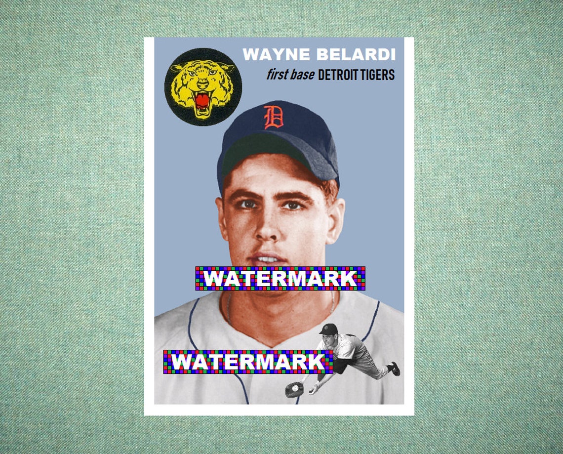 Wayne Belardi Detroit Tigers Custom Baseball Card 1954 Style card That