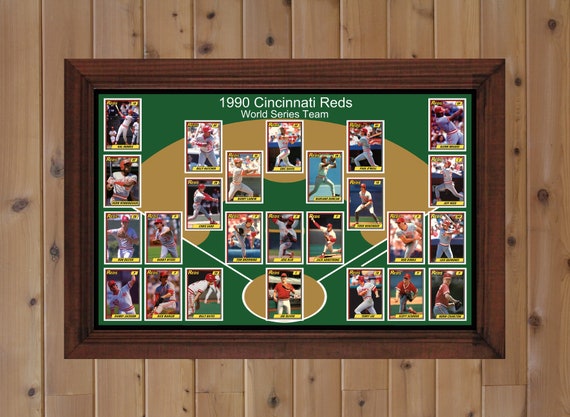 1990 CINCINNATI REDS Poster Decor Gift Wall Art 1990 World Series Team 17 x  11 Baseball Card Xmas Birthday Fan Gift Man Cave Decor