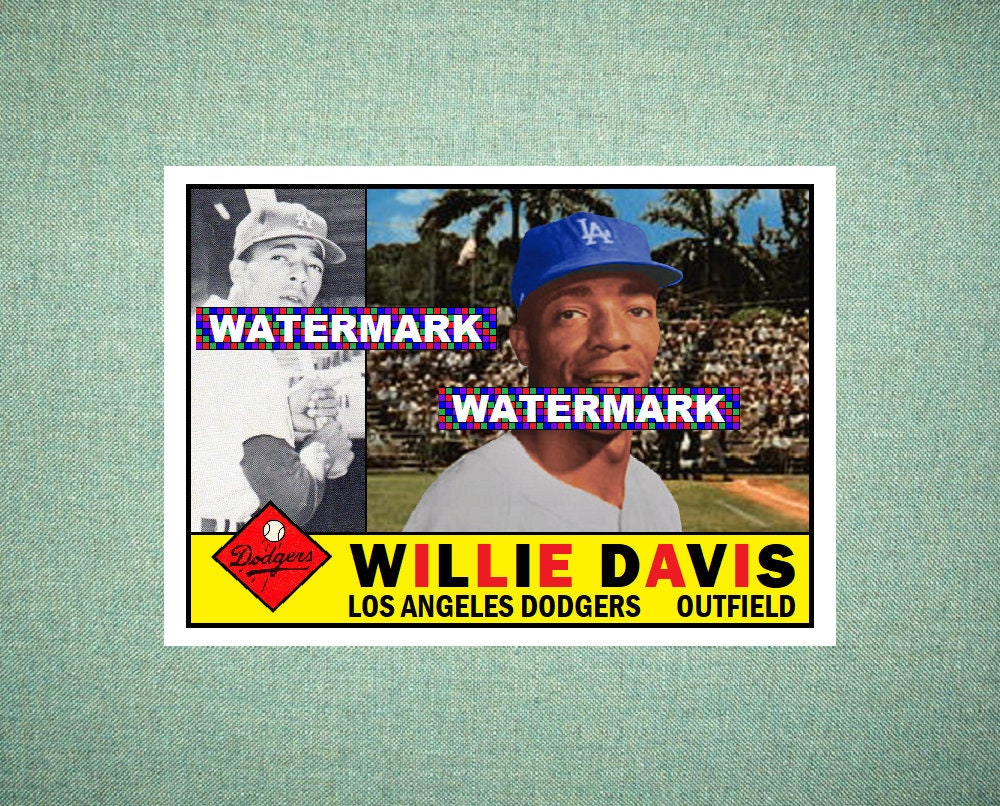 Willie Davis Los Angeles Dodgers 1960 Style Custom Baseball Art Card 